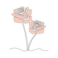 Hand-drawn rose line art drawing. Simple rose flower linear icon vector