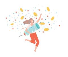 Young Man Holding Exploding Firecracker, Tiny Person Celebrating Birthday or Important Event Cartoon Style Illustration vector