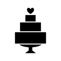 wedding cake web icon over white background, silhouette style, illustration. vector