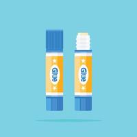 Illustration of Glue sticks with open and closed caps. School and office supplies collection vector