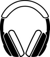 Black and white icon of headphones in minimalistic style, isolated without background. Suitable for audio, music, podcast, and interface design. vector