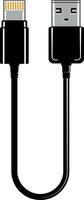 Minimalistic icon of charging cable with compact flat connector, suitable for modern smartphones, isolated without background. Ideal for tech and electronic content. vector