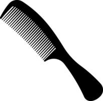 Minimalistic black comb with a solid handle, clean silhouette without background. Ideal for barbershop, grooming, and hair care design themes. vector
