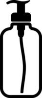 Minimalistic black icon of a bottle with dispenser, suitable for cosmetics, soap, or liquid containers, isolated without background for web, apps, and packaging design vector