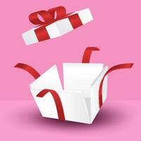 white open parcel with red ribbon vector