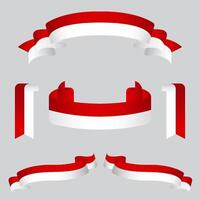 red and white ribbon with flag vector