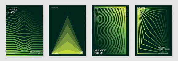poster template with gradient shapes on green lines and place for text. vector