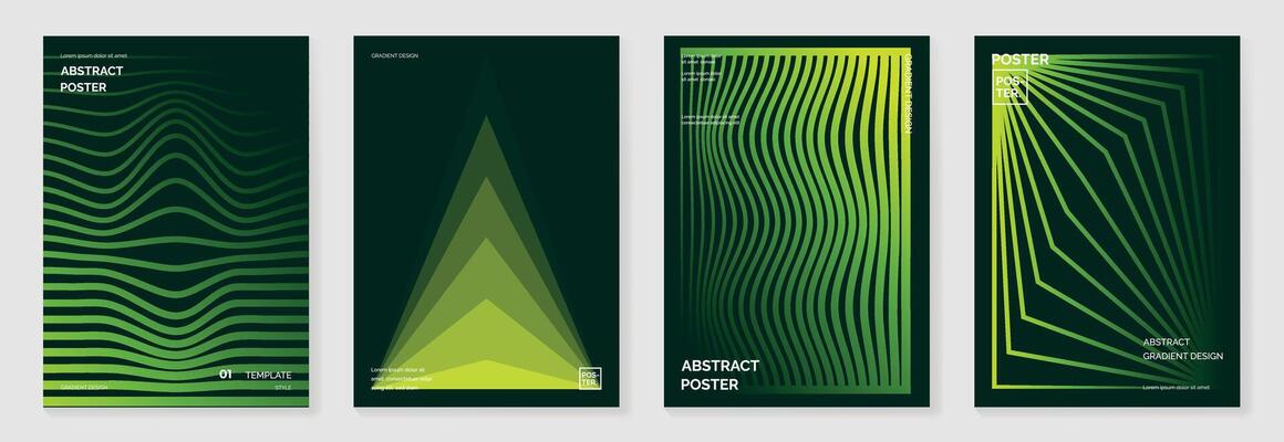 poster template with gradient shapes on green lines and place for text.