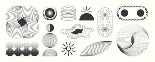 Abstract boho aesthetic geometric shape set. Contemporary mid century line design. vector