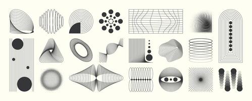 Abstract geometric shapes monochrome element set. vector