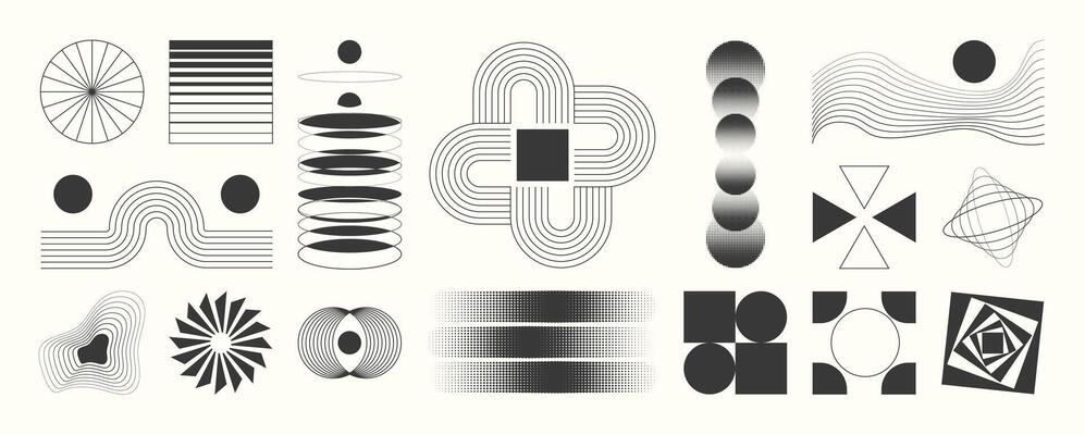 Aesthetic contemporary stripe line art, geometric shape in monochrome.