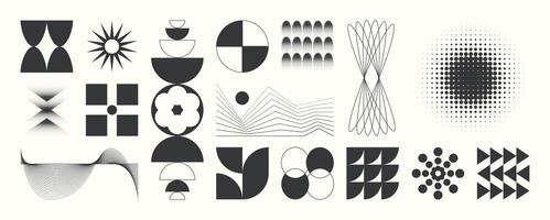 Mid century geometric shape and stripe lines collection. vector