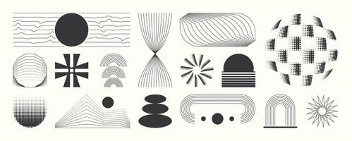 Hand drawn abstract minimal element mid century set. vector