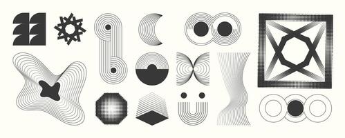 Line geometric arch and circle abstract shapes. Contemporary mid century line design set. vector