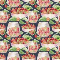 Watercolor berry illustration pattern vector