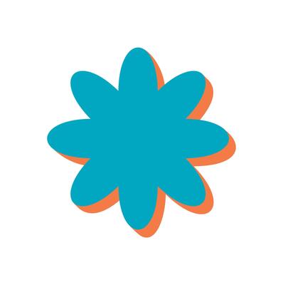 Brutalist flower icon. Abstract shape with a modern flat style. This element symbolizes a contemporary aesthetic, showcasing curves and shadows in bold form. Ideal for graphic and decorative