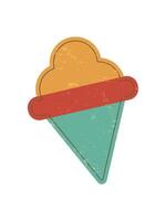Brutalist ice cream shape. Abstract dessert icon with grunge texture. Unique element of y2k style, flat design, versatile for stickers and modern graphics. vector