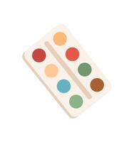 Simple paint palette with colorful dots and flat design for creative activities. Ideal for art and craft projects, suitable DIY school workshops, fun kids hobbyists. vector