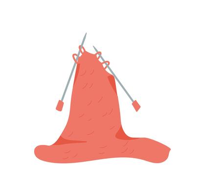 Knitting with yarn and fabric using tools for stitch and sew. DIY craft activity for creative hands, showcasing the art of handmade handiwork. Suitable workshops or crafting classes.