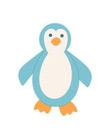 Flat cartoon penguin character designed for kids, perfect as a cute toy or icon. Creative concept of animal, ideal for DIY craft activities and children's workshops. vector