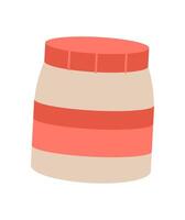 Simple jar container with a red lid in a flat style. Cartoon food object for kitchen decoration. Concept of DIY, craft, and hobby, suitable for creative projects and activities. vector
