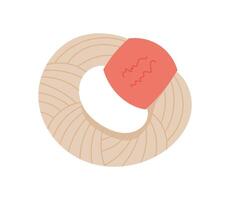 Flat icon of yarn and tool for crafting activities. Supplies and equipment for DIY hobby handmade projects. Concept of textile crafts, creative activities, artistic expression. vector