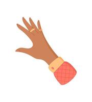Hand of woman holding craft tool in a creative activity. Engaging in DIY craftwork with supplies and handmade elements. Concept of art and hobby, flat style, suitable for workshops or classes. vector