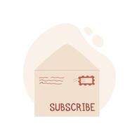 Flat envelope with letter and stamp for mail delivery. Creative card design features handwritten message and postal icon. Concept of correspondence, communication, love. vector