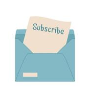Flat envelope with a letter inside, showcasing a creative note for correspondence. Concept of mail, message, and stationery, suitable for invitations, greeting cards, and written communication. vector