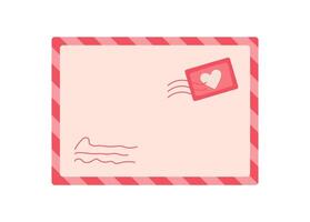 Flat cartoon heart card with envelope and mail. Cute message for romantic occasions and love letters. Concept of Valentine's Day, happy celebration, ideal for greeting or invitation designs. vector