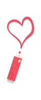Flat heart shape drawn by highlighter in pink color. Cute doodle design to express love and romance. Suitable for creative projects, stationery, or valentine themes. vector