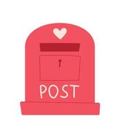 Bright pink mailbox with a heart symbol, perfect icon for love and valentine messages. Cute cartoon illustration representing joyful postal communication. Ideal for greeting card themes and vector
