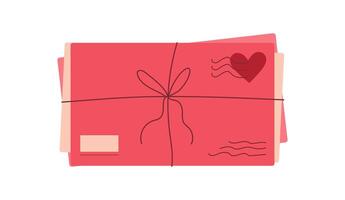 Cute heart and love card with envelope in pink color and romantic design. Flat message card perfect for Valentine's celebration, suitable for greeting or romantic invitations correspondence. vector