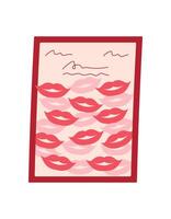 Cute card with pink heart and flower, featuring romantic message. Perfect for valentine's day celebration, envelope and note correspondence. Flat cartoon graphic style, ideal for festive occasions. vector