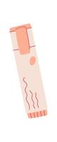 Cute orange highlighter marker in flat cartoon graphic style. Simple design ideal for stationery, writing notes, marking messages, and crafting projects. Concept of creativity and fun communication. vector