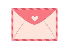 Flat envelope with heart icon and romantic message. Pink card for Valentine's Day, ideal for love and celebration. Perfect greeting, invitation, creative stationery or correspondence. vector