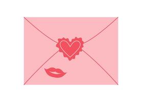 Cute envelope with heart and love card for romantic holiday. Charming valentine message with flat design on pink background. Ideal for celebrating special occasions or gifts. vector