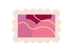 Cute flat cartoon valentine stamp with envelope and mail card design for love notes. Icon of postal communication, ideal for greeting or invitation messages. Concept of romance, holiday, and happy vector