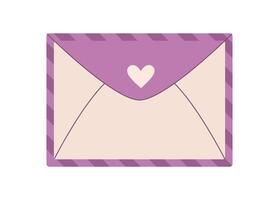 Pink envelope with a heart, perfect for sending a romantic note or message. Ideal for Valentines Day celebration, holiday greetings, and cute invitations. Flat cartoon graphic style illustration, vector