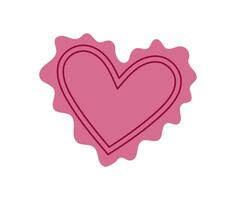 Pink heart wax seal with melted edges symbolizes love and romance. Cute handmade card or envelope perfect for valentine celebration, ideal for invitations, messages, and creative correspondence. vector