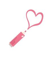 Flat cartoon heart shape created with pink marker. Cute love message drawn in doodle style. Concept of romance and creativity, ideal for stationery or greeting card applications. vector