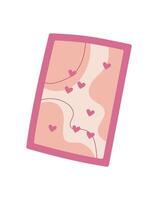 Flat doodle card with hearts and note, perfect for love messages or invitations. Concept of romantic communication, creative stationery, and cute design for celebration. vector
