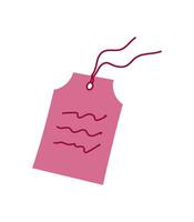 Cute pink tag with heart note or message, perfect for expressing love and affection. Handmade envelope design with doodle style, ideal for valentine day or romantic celebrations. vector