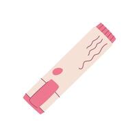 Flat cute highlighter marker in pink color. Simple design for writing notes, marking important documents, and icons. Ideal for creative stationery, correspondence, and features in flat design. vector