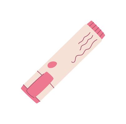 Flat cute highlighter marker in pink color. Simple design for writing notes, marking important documents, and icons. Ideal for creative stationery, correspondence, and features in flat design.