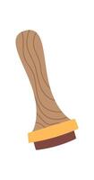 Cartoon hand holds wax seal for letter and document. Creative icon for mail and message in vintage style. Concept of correspondence, delivery, handwritten communication. vector