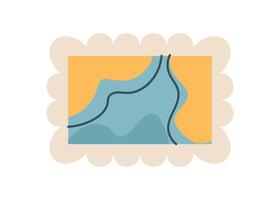 Colorful flat postal stamp with a simple message in an envelope. Creative note on paper with a cartoon graphic style. Ideal for communication, invitations, and holiday greetings. vector