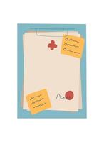Hand hold flat vintage paper note with doodle design and sealed envelope. Concept of love, message, and correspondence, handmade style, suitable for greeting card or invitation themes. vector