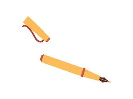 Flat cartoon pen and note with message, stationery design with love theme. Concept of communication, creative style, suitable for greeting cards or invitations. vector