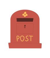 Vintage mailbox icon with sealed post for sending letters and messages. Cartoon graphic style representation of correspondence and mail delivery. Concept of communication, flat design, suitable for vector
